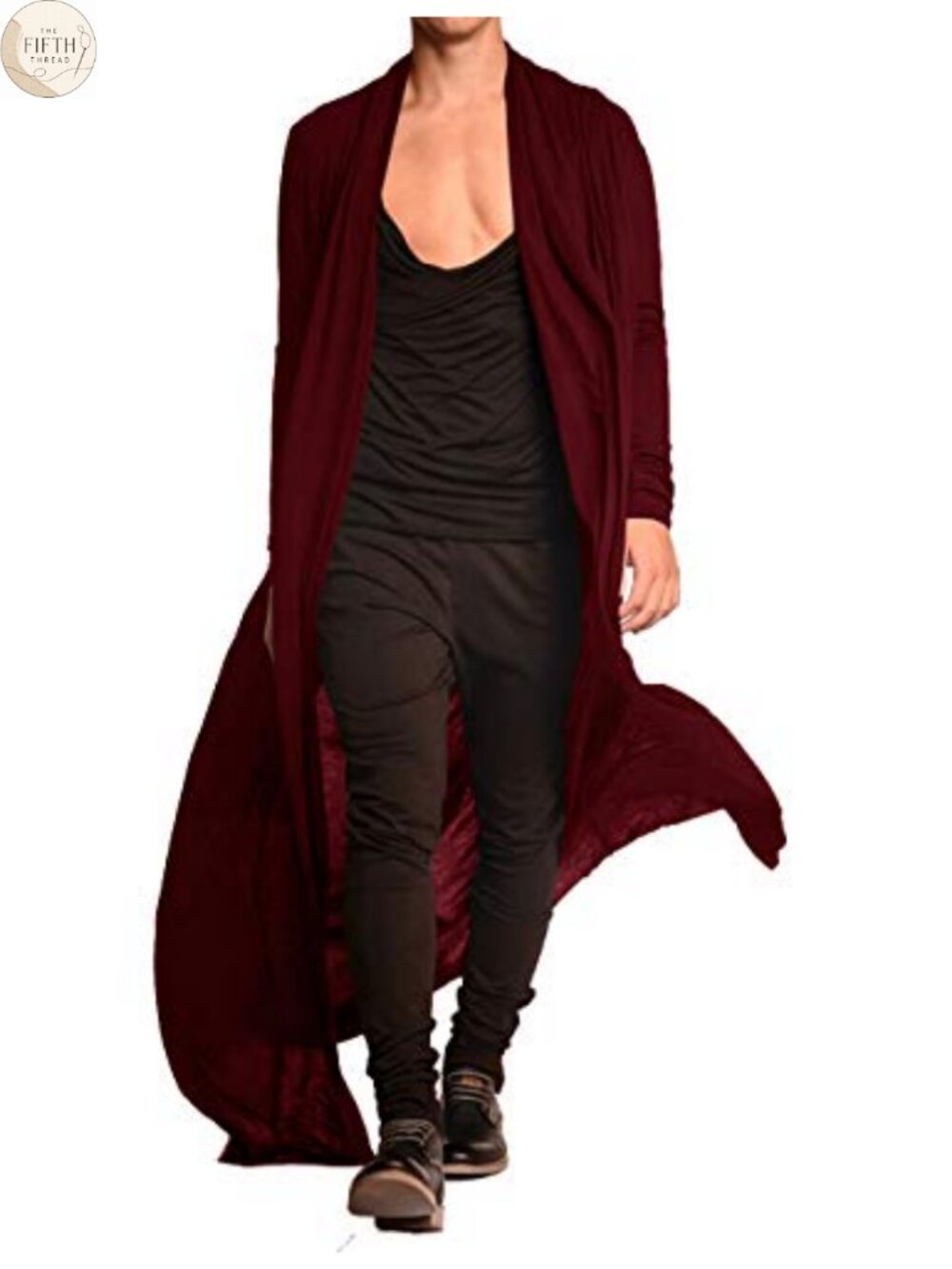 Lightweight Ruffle Shawl Collar Open Front Long Drape Cape Cardigan